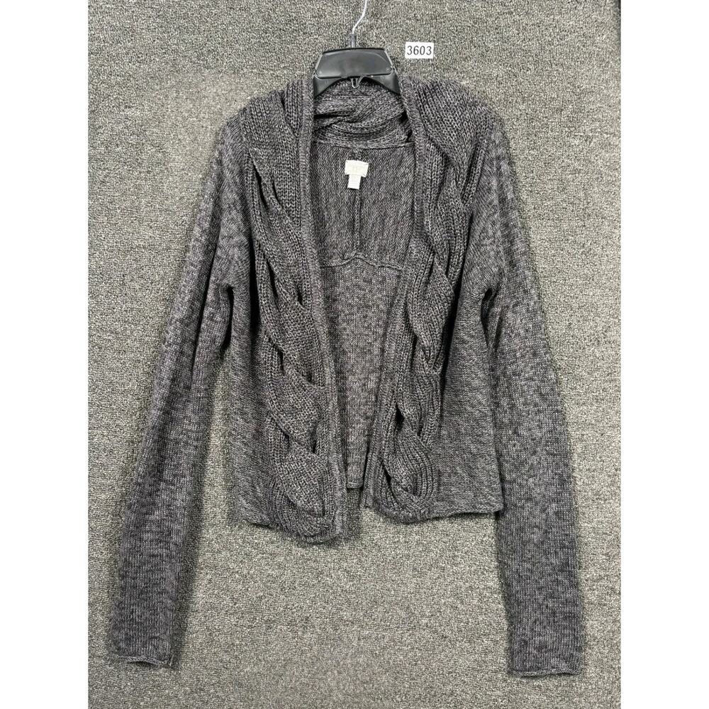 Converse All Star Gray Black Marl Open-Front Cable Knit Cardigan Sweater Size M